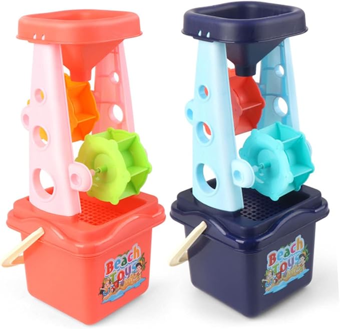 Toyvian Plastic Beach Toys Set, 3pcs Lightweight ABS Sand Bucket, Shovel and Sand Timer Sandbox Toys for Outdoor Play Summer Travel Essentials for Boys Girls