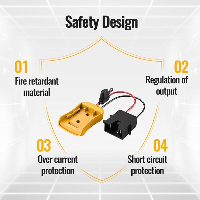 Kzreect Battery Adapter Compatible with Dewalt 20V Battery Conversion Kit with Fuse Holder and Wire Harness Connector Compatible with Fisher-Price 12 Volt