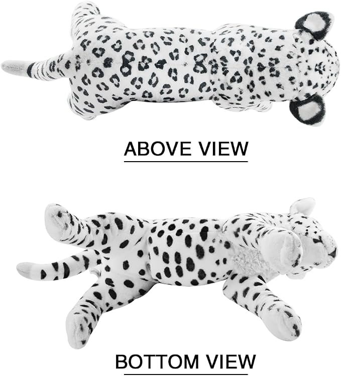 Snow Leopard Plush 23.6" Large Stuffed Snow Leopard Stuffed Animal White Leopard Plush Toys Realistic Jungle Stuffy Birthday Graduation Gifts for Kids Boys