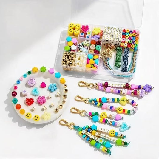 Winshall 421PCS Beaded Keychain Making Kit for Women,Acrylic Heart Star Flower Letter Alphabet Bag Beads DIY Key Chain Charm Supplies Crafts Accessoriess Jewerly Making Kit for Women