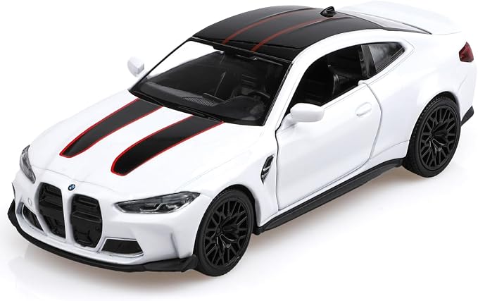 TOKAXI 1/36 Scale BMW M4 CSL Diecast Model Cars,Pull Back Vehicles BMW M4 Toy Cars,Cars Gifts for Boys Girls (White)