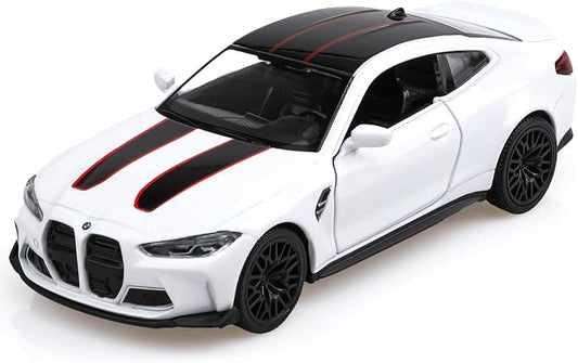 TOKAXI 1/36 Scale BMW M4 CSL Diecast Model Cars,Pull Back Vehicles BMW M4 Toy Cars,Cars Gifts for Boys Girls (White)