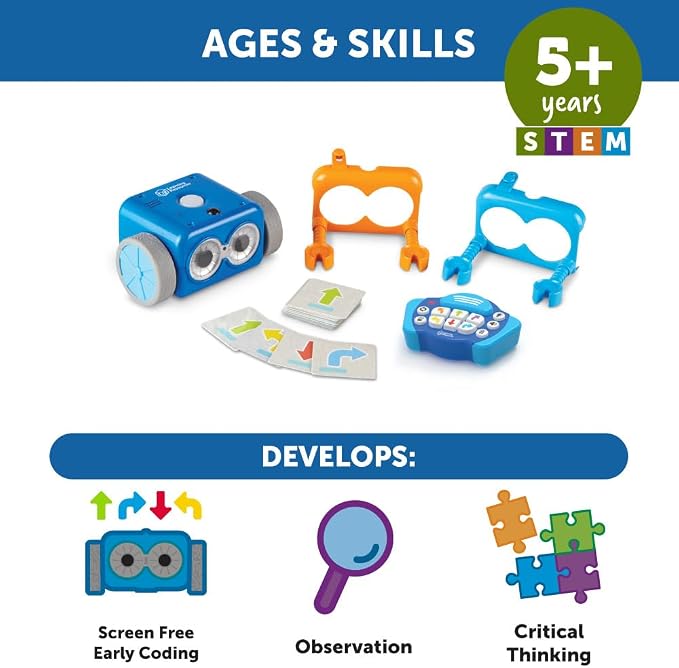 Learning Resources Botley the Coding Robot 2.0 - STEM Toys, Programming for Kids, Electronic Screen-Free Toys, Critical Thinking, Ages 5+,46 pieces