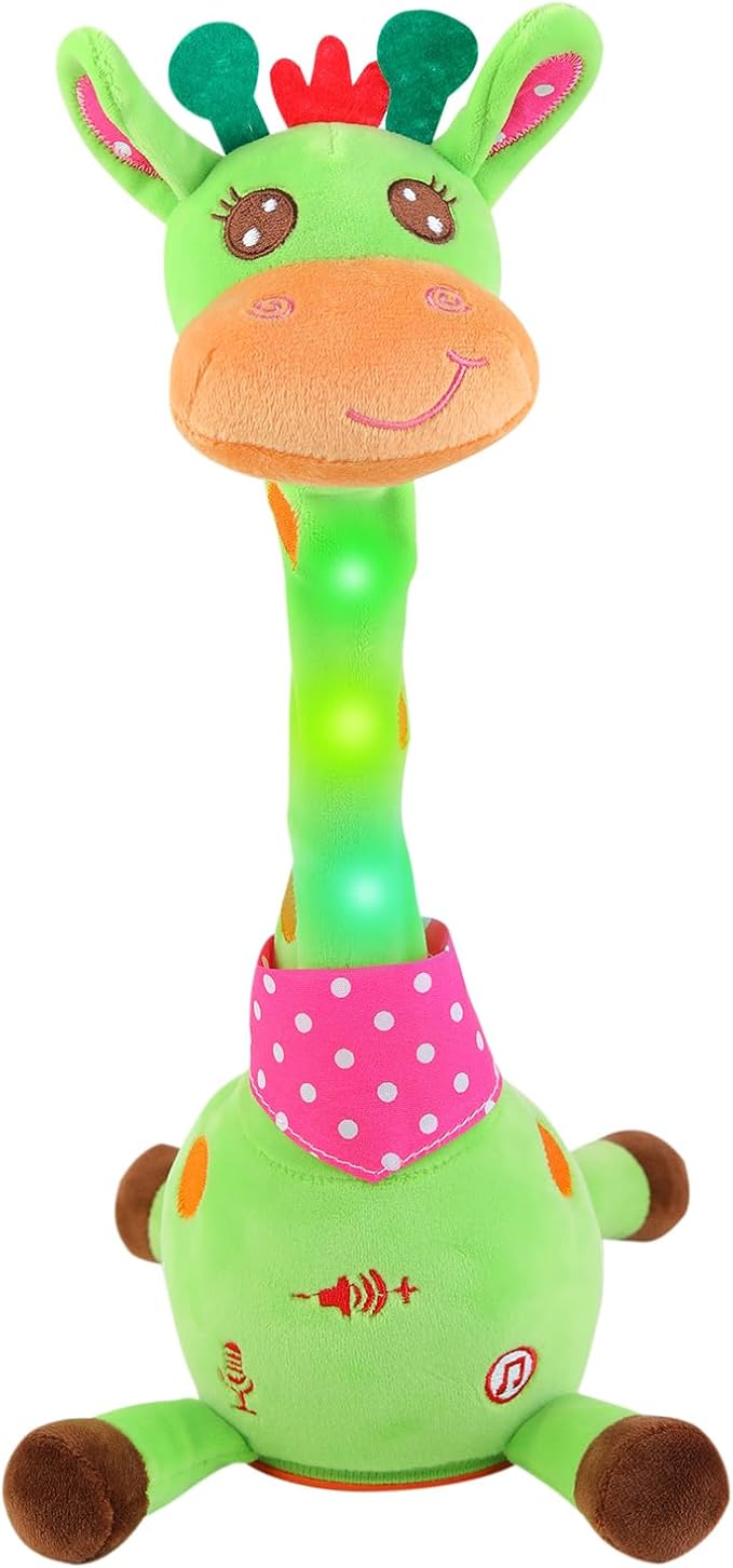 Emoin Talking Giraffe Baby Toy for Baby Toddler, Dancing Giraffe Toy Singing Mimicking Recording Repeating What You Say with LED English Sing for Boys Girls Gift, 15 Second Recorde
