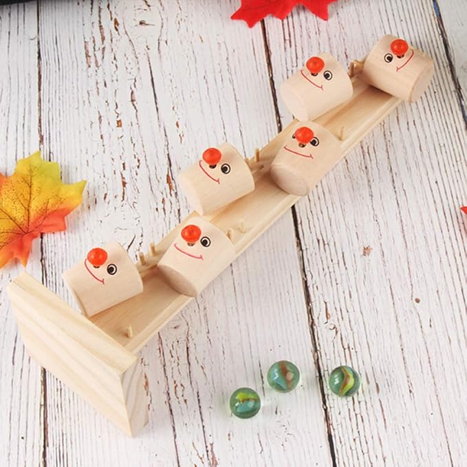 Generic Clown Marble Ball Run Track Games Fun Educational Toy for Kids, Colorful Wooden Set, Develops Coordination and Communication Skills, 1 Pc Clown Table with 3 Marbles (White)