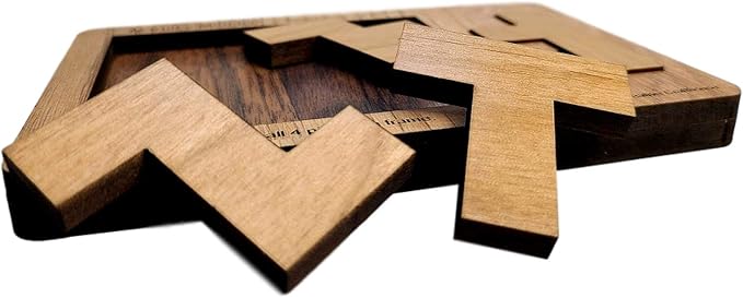 Creative Crafthouse Martin's Menace Small Stewart Coffin Wood Puzzle | Design number 217. A four piece packing solve that looks easy and absolutely is not. A desk and shelf gift, made in USA