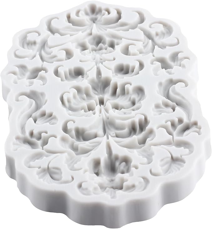 Baroque Polymer Clay Mold Curlicues Scroll Lace Silicone Molds Embossed Flower Mold for DIY Craft Epoxy Resin Casting Polymer Clay Tools Crafts Air Dry Jewelry Making