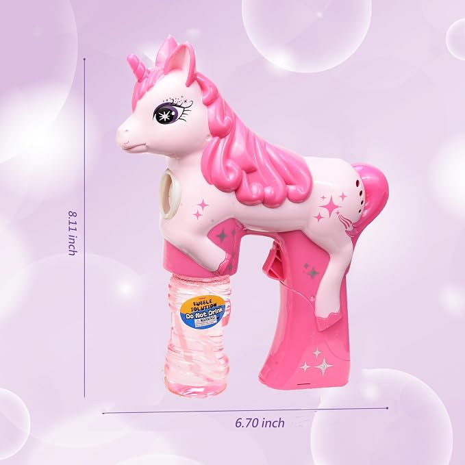 Pink Unicorn Bubble Gun for Kids – Automatic Bubble Machine Blower Toy | Cute Bubble Blaster for Toddlers, Boys & Girls | Outdoor Play, Birthday Party & Summer Fun