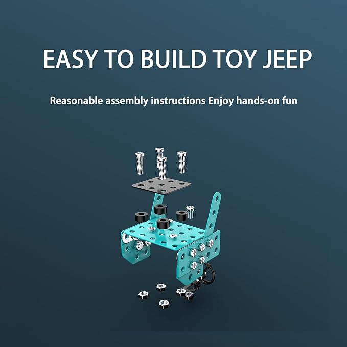 Car Model Building Toys STEM Erector Set for Back to School Assembly Metal Jeep, Building Car DIY Interactive Construction Toy for Kids, Boys, and Girls Age 6-14