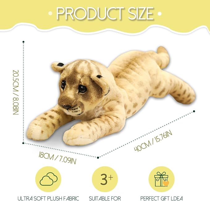 Lion Stuffed Animal 15.8" Stuffed Lion Plush Stuffed Animal Realistic Large Stuffed Cougar Plush Toys Safari Animals Cute Plushies Birthday Graduation Gifts for Kids Boys Girls