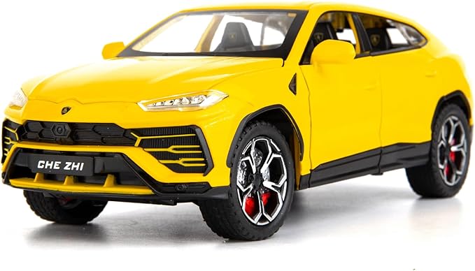 BDTCTK Compatible for 1:24 Lambo Urus Car Model, Diecast Pull Back Car Toy car, Doors Open, Light and Sound, Boys Toys Kids Adults Gifts Yellow