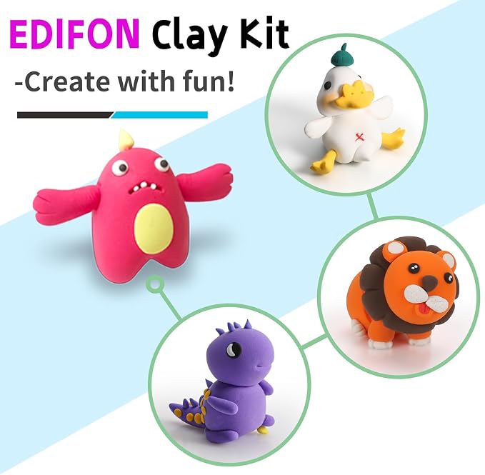 EDIFON Air Dry Clay, 96 Colors Modeling Clay for Kids, Foam Magic Clay Toy with Sculpting Tools, Non-Sticky, Ultra-Light & Soft, DIY Arts & Crafts School Project Set, Gifts for Boys & Girls Ages 3-12