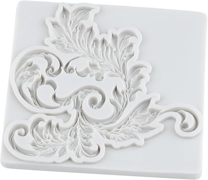Baroque Polymer Clay Mold Curlicues Scroll Lace Silicone Mold Vintage Relief Flower Filigree Molds for DIY Crafts Epoxy Resin Casting Air Dry Polymer Clay Plaster Jewelry Making