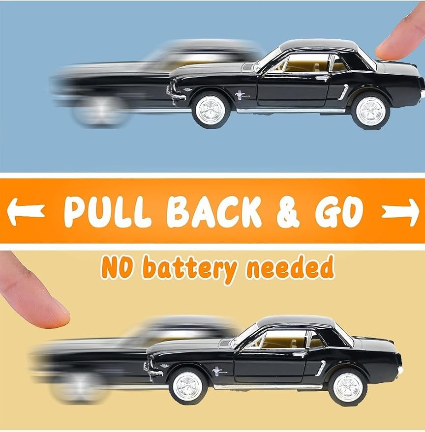 KiNSMART 1964 1/2 Ford Mustang 1:36 Scale 5" Die Cast Metal Model Classic Toy Car (Black)