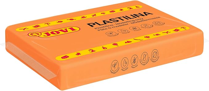 Jovi - Modeling Clay, 3 Pounds Total, 4 Non-Drying Bars, 0.77 lb Each, Arts and Crafts, Non-Toxic and Gluten Free Plasticine (Orange)