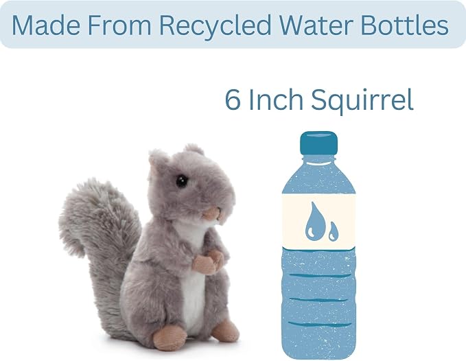 The Petting Zoo Squirrel Stuffed Animal Plushie, Gifts for Kids, Wild Onez Babiez Wildlife Animals, Squirrel Plush Toy 6 inches