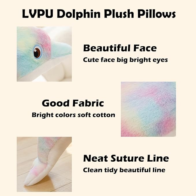 Dolphin Stuffed Animals Plush Pillows Soft Sea Animal Plush Dolls Stuffed Animal Plushies (Purple Orchid-39 Inches)