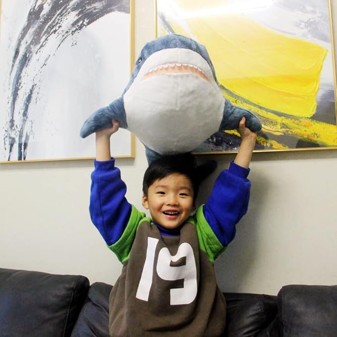 Ryttir 31 Inch XXL Giant Shark Stuffed Animals,Chubbier Shark Pillow Soft Shark Plush Shark Body Pillow Stuffed Shark Décor, Perfect Chrismas Stress Relief Gift for Kids Women