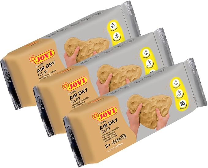 Jovi - Air Dry Clay, Sand Ochre Color, 3 x 1.1 lb, Total of 3.3 lb | No Oven Needed, Gluten-free, Pottery Clay for Arts and Crafts Projects