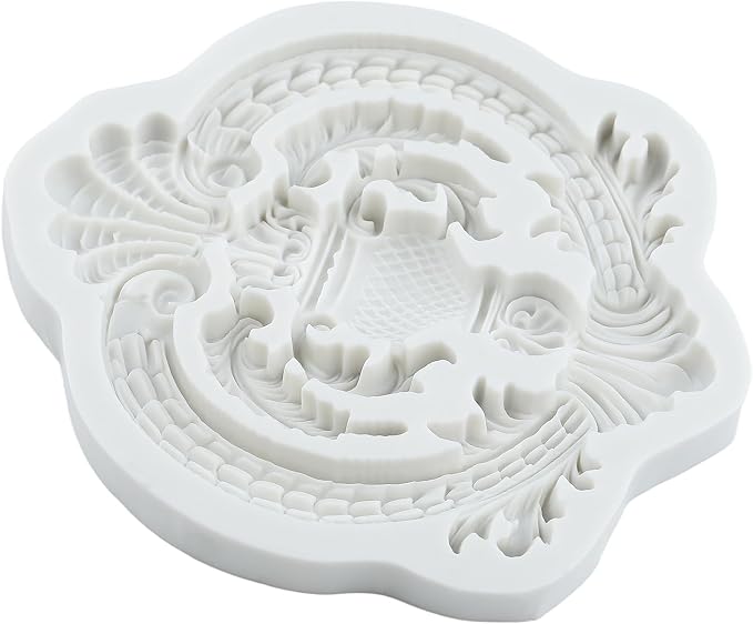 Baroque Polymer Clay Mold Baroque Curlicues Scroll Lace Relief Silicone Molds Flower Lace Filigree Mold for DIY Craft Epoxy Resin Casting Polymer Clay Tools Crafts Air Dry Jewelry Making