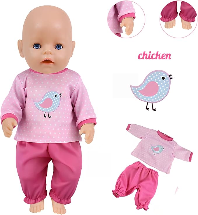 14-18 Inch Baby Doll Clothes 5 Sets Accessories Dress with Hats Socks for New Born 43cm Toy Baby Doll 14-16 Inch/15 Inch/18 Inch/Girl&Boy
