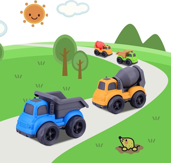 Aigitoy Dump Truck Toys for 3 Year Old Boys, BPA Free, Phthalates Free, PVC, Dump Truck, Mixer Cement, Easter Christmas Birthday Gifts for 2 3 4 Year Boy Girl. Dishwasher Safe,Recycled Plastic (Blue)