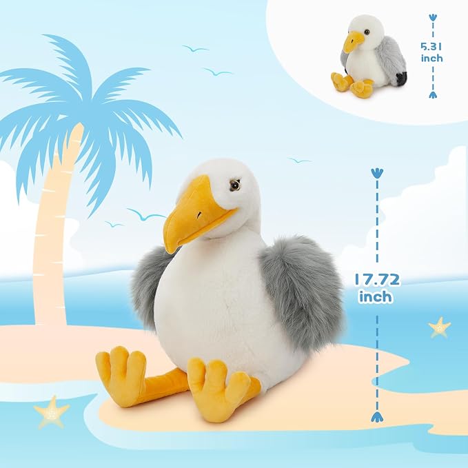 MaoGoLan 4Pcs Seagull Stuffed Animal with Babies Inside,17.7" Mama Seagull Plush with Three Adorable Baby Plushies for Small Hand,Beach Plush Lover Gift for Kids,Boys,Girls