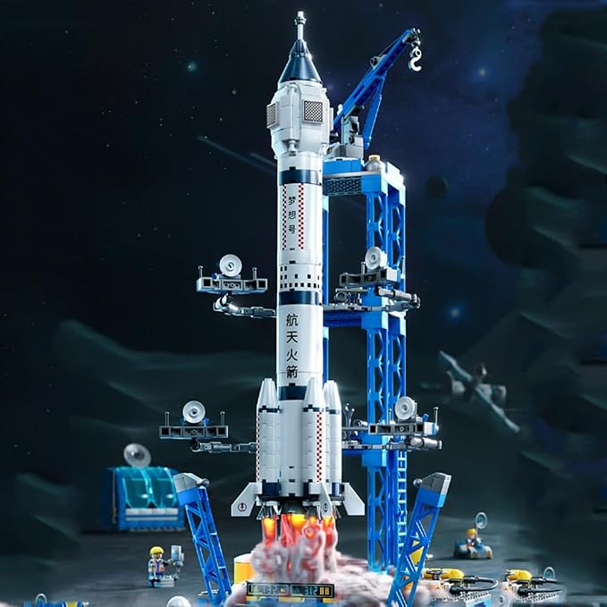 Vilbocr Space Rocket Building Blocks Set - （130-Piece ） STEM Toys for Kids Ages 6-12, Creative DIY Astronaut Adventure Kit, Cool Birthday Gifts for Boys & Girls