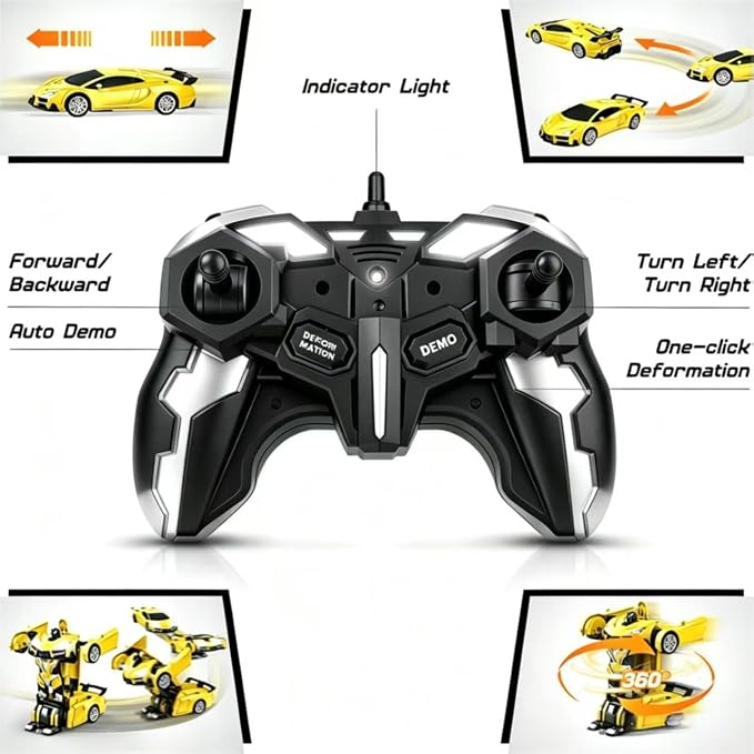Transform Remote Control Car, RC Cars for Boys Age 3-5 6-8, One-Button Transform Toy Cars, 2.4GHz, 360° Spin, 1:18 Scale, Flashing Headlight,3-8 Year Old Grandkids Christmas Birthday Gifts