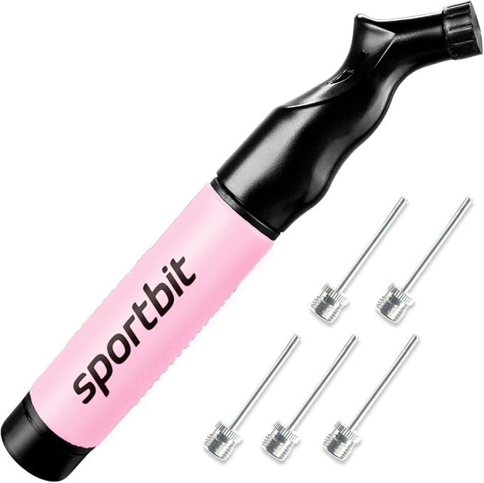 SPORTBIT Ball Pump for Sports Balls - Push & Pull Inflating System - Hand Pump for Exercise Balls - Volleyball Pump, Basketball Inflator, Ball Air Pump - Goes with 5 Needles Set