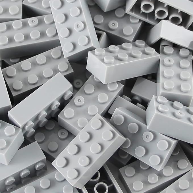 Basic Parts 320 Pieces 2x4 Light Gray Bricks Building Creative Play Blocks Set Toy Accessories Combine with Major Brick Brands (Gray Light)