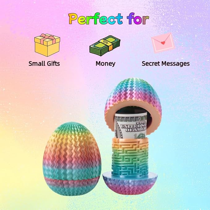 Maze Egg Money Puzzle Box for Kids & Adults, 4 Logic Challenge Brain Teaser Sensory Toy, Hidden Compartment Cash Gift Holder, Birthday Graduation Gifts for Teens, Road Trip Travel Game
