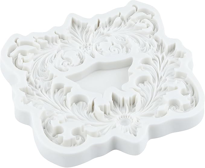 Baroque Scroll Relief Polymer Clay Molds Curlicues Scroll Lace Relief Flower Filigree Silicone Mold for Jewelry Making Epoxy Resin Casting Air Dry Polymer Clay Craft