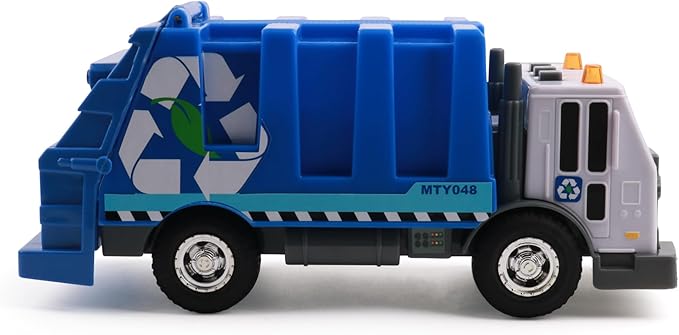 Mighty Fleet Rescue Force 12" Garbage Truck Toy – Realistic Lights & Sounds, Detachable Recycling Bin, Durable Free-Wheeling Design – Ages 3+