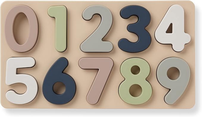 Ali+Oli Baby Soft Silicone Number Puzzle Toys for Toddlers (11 Piece Set) - Montessori Learning Puzzle - Silicone Number Shape Sorter Toy