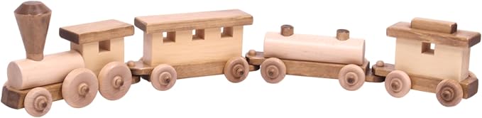 Wooden Train Toy Play Set - 24" Long - CPSIA-Approved Finish (Harvest Stain and Natural)