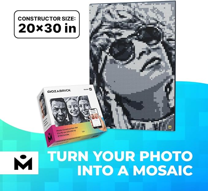 Building Set Model M | Craft Kit for Adults |Custom Photo Mosaic that Turns Any Picture into a Pixel Art Made from Building Blocks | Personalized Wall Art and Original Gift