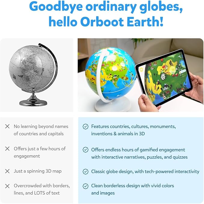 PlayShifu Orboot Earth – Interactive AR World Globe for Kids: 1000+ Facts on Animals, Places & Monuments | Tech-Powered STEM Learning Toy & Gift, Ages 4–10