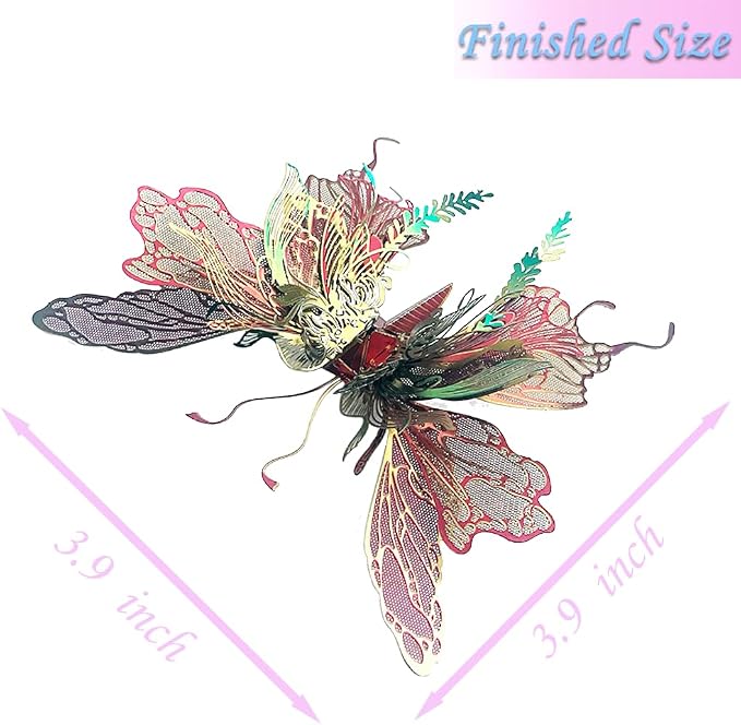 3D Metal Puzzles for Adults,Butterfly Model Building Kits,Cute Insect Design,Brain Teaser Puzzle,DIY Mechanical Assembly Kit Creative Ornament Suitable for Home Decor Art Craft (Colorful)