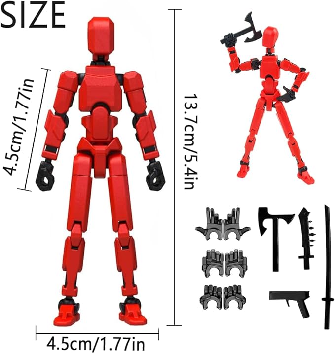 2026 New Titan 13 Action Figure Set,Titan 13 Robot Action Figure 3d Printed Multi-Jointed Movable,Robot 13 Action Figures,Decorations for Action Figures - Assembly Completed (Assembly Completed-Red)