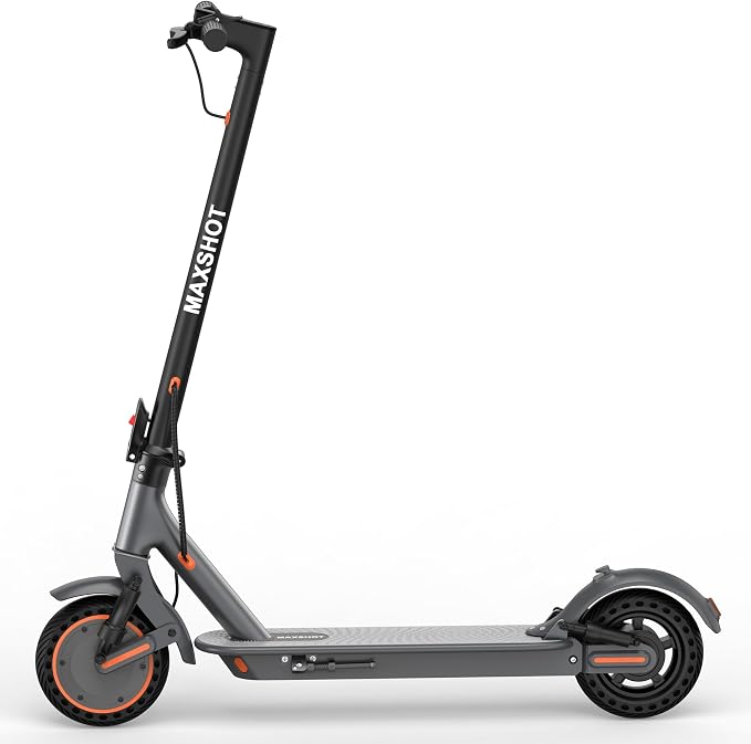 Maxshot Electric Scooter, 8.5" /10" /14" Tire, 16/19/22 Mph Top Speed, 12/16/21/27/28/49/50 Miles Long Range, Folding Escooter for Adults and Kids with Seat Bag, Dual Braking, Dual Suspension, App