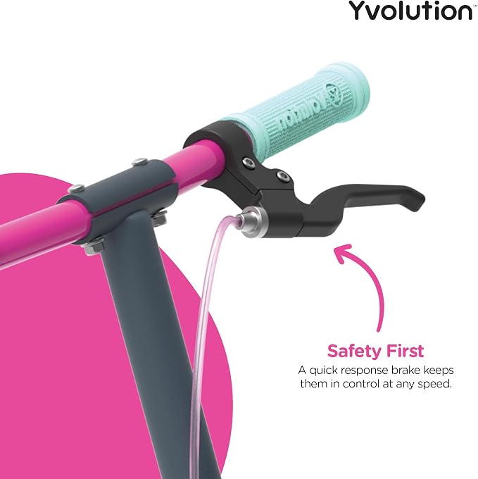Yvolution Fliker A3 Drift Scooter, 3 Wheels Kids Wiggle Scooter, Foldable, Handbrake, Caster Wheels, for Boys and Girls Aged 7+ Years Old, Max Weight 175lbs