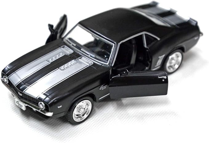 Tianmei 1:32 Scale Supercar Styling Alloy Die-Cast Car Model Collection Decoration Ornaments, Kids Play Vehicle Toys with Pull Back Action and Open Doors (Camaro 1969 - Black)