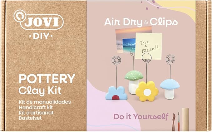 Jovi - DIY Air Dry Clay Kit for Adults - Pottery Starter Set with Clips, Paints, Tools and Step-by-Step Video Tutorial