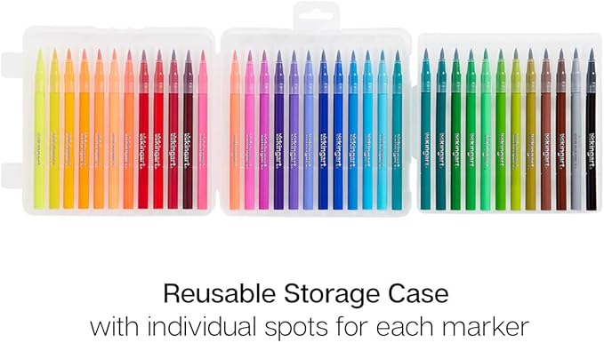 KINGART Watercolor Brush Marker Set – 36 Vivid Colors – Flexible Nylon Tips for Sketching, Drawing, Calligraphy, & Painting – Reusable Storage Case Included