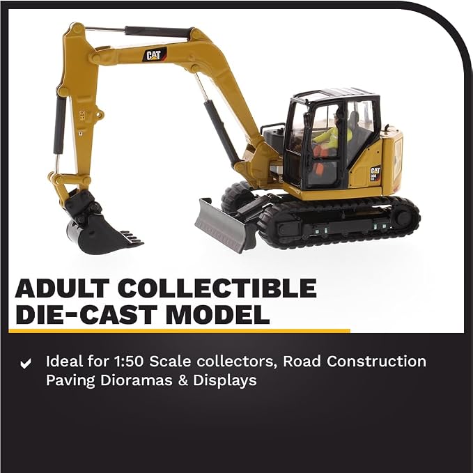 Diecast Masters 1:50 Scale Caterpillar 308 CR Mini Hydraulic Excavator | High Line Series Cat Trucks & Construction Equipment | Model 85596