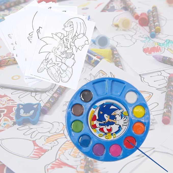 Innovative Designs Sonic the Hedgehog Creativity Fun Kids Art Set for Coloring, Painting, and Crafts