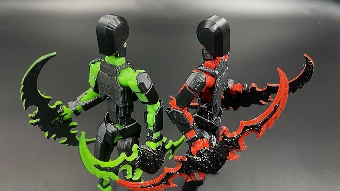 T13 New Action Figure Set (Assembly Completed), 3D Printed Multi-Jointed Movable Titan 13 Dummy Lucky 13 Mobile Robot, Nova 13 Action Figures Desktop Decorations for Game Lovers Toy (Black Red Green）
