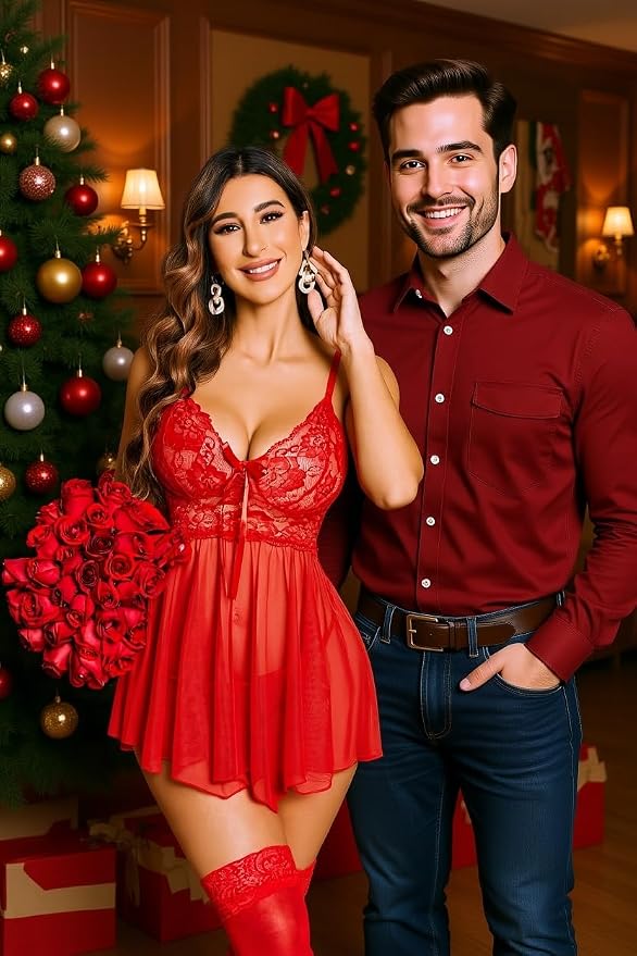 Avidlove Women Lingerie Lace Babydoll Mesh Nightgown Chemise Boudoir Nighty Sleepwear