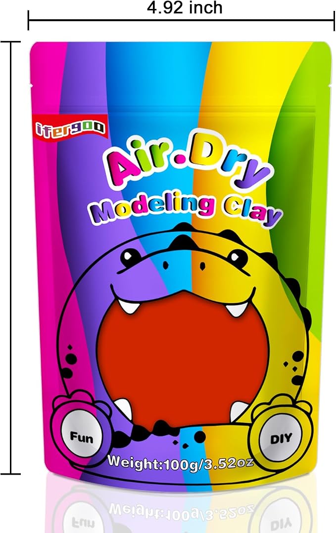ifergoo Red Air Dry Clay, DIY Creative Modeling Clay for Kids, Super Light Magic Foam Clay for Kids Age 3-12, Soft, No-Sticky & Non-Toxic, Molding Clay for School Art & Craft Project(Red 100g/3.5oz)
